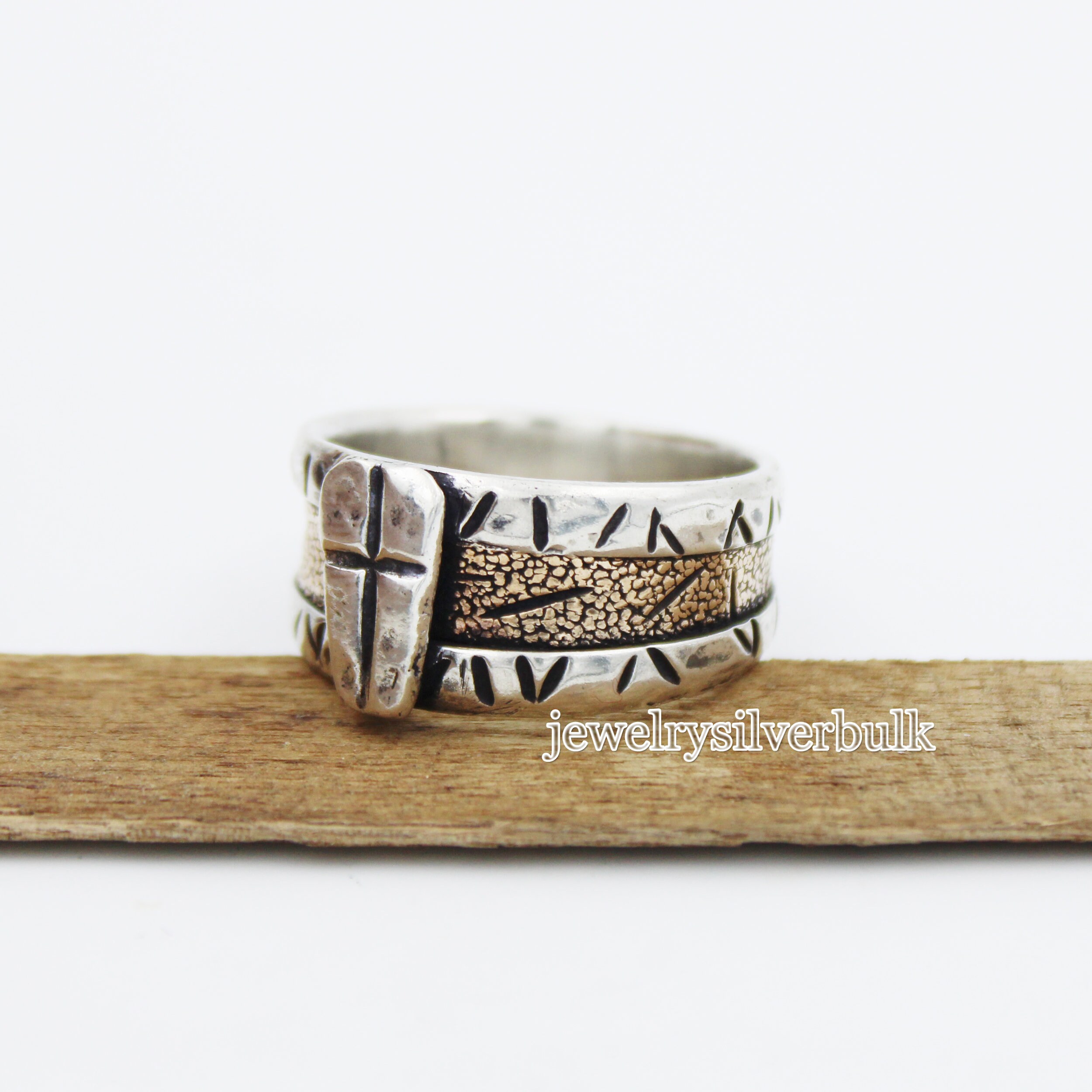 Cross Men's Ring Rustic Men's Ring Solid 925 Etsy