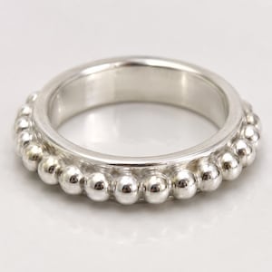 Fidget Ring, Sterling Silver Anxiety Spinner Ring, Orbit Bead Meditation Band