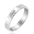 Personalized Hammered 925 Sterling Silver Ring: Custom Engraved Band