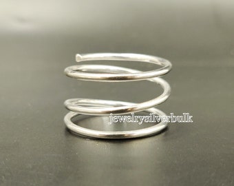 Silver Spiral Ring, 925 Sterling Silver, Adjustable Ring, Swirl Ring, Band Ring, Silver Ring, Stack Ring, Statement Ring, Handmade Jewelry