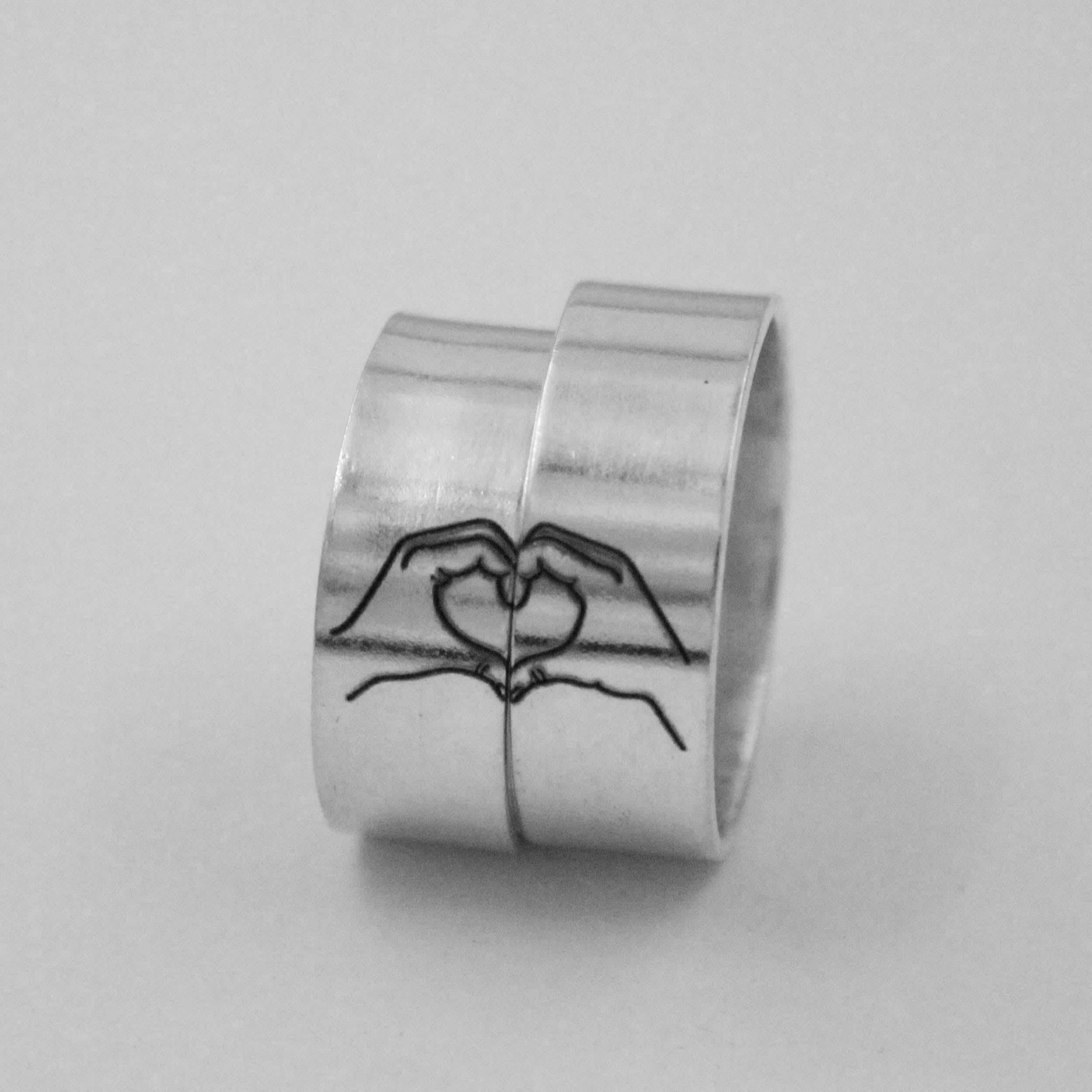 PCTJYFU Couples Heart Shape Ring 925 Sterling Silver Promise