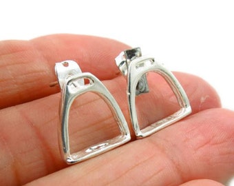 925 Sterling Silber Ohrstecker, Reitpferd Steigbügel Ohrringe, Ohrstecker, Reitohrringe, handgemachtes Geschenk für sie