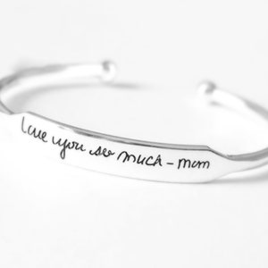 Personalized Cuff Bracelet Solid 925 Sterling Silver Cuff Bracelet Bangle, Text Message Engraved Bracelet for men and women