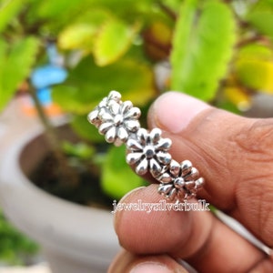 Flower Ring, 925 Sterling Silver Ring, Silver Flower Ring, Dainty Ring, Floral Ring, Adjustable Ring, Statement Ring, Handmade Ring