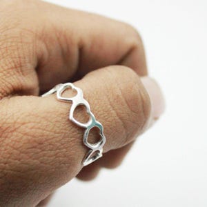 925 Sterling Silver Open Heart Ring Handmade Stacking Love Band Dainty Minimalist Heart Design Band Women Gift Jewelry Everyday Ring for Her