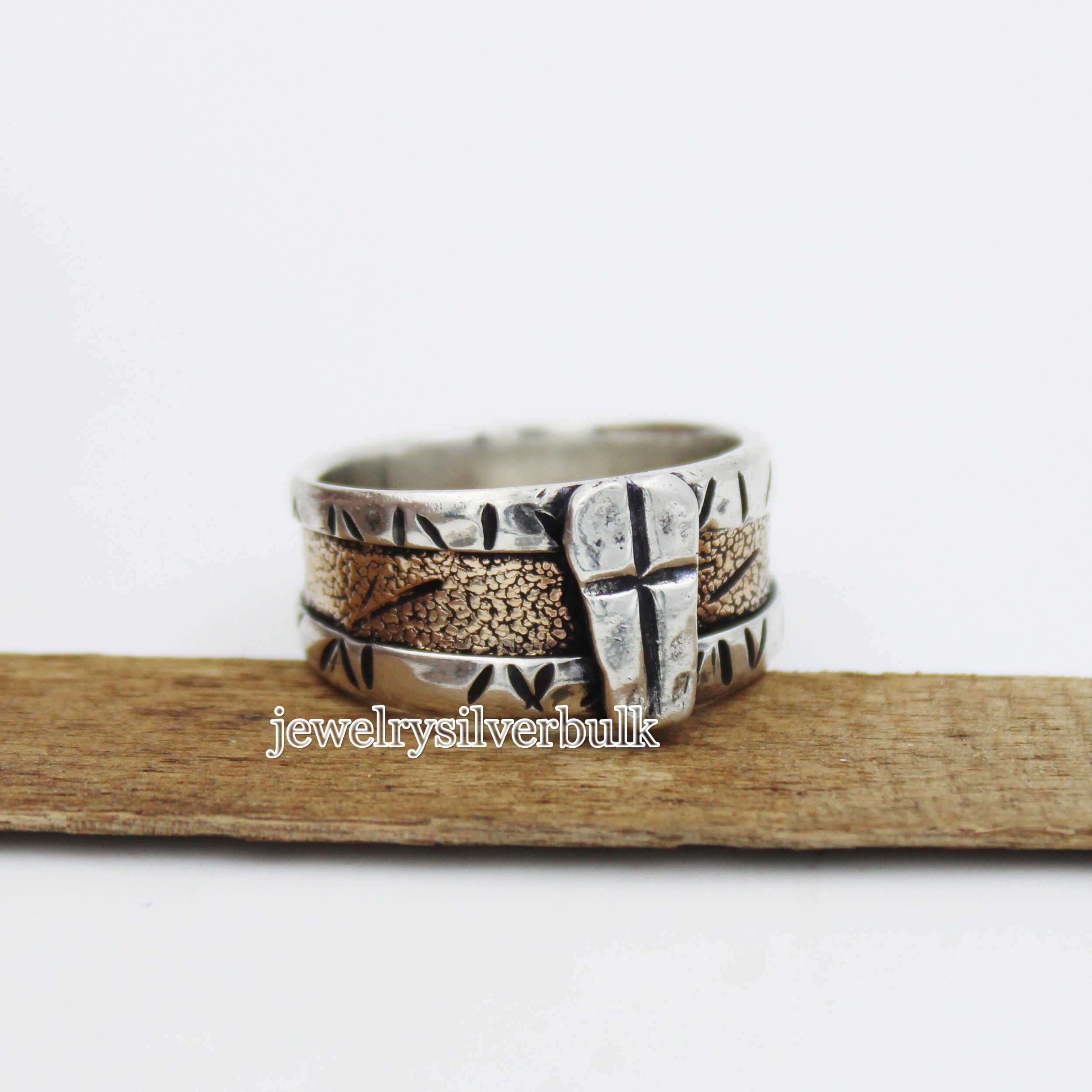 Cross Men's Ring Rustic Men's Ring Solid 925 Etsy
