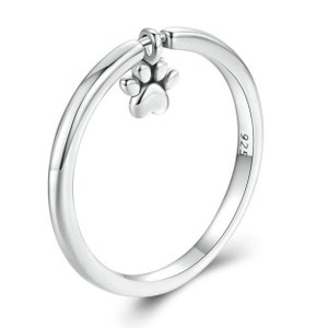 Personalisierter Ring, Pfotenabdruck Ring, 925 Sterling Silber Ring, Stapelring, Ringe für Frauen, Hundering, Individueller Ring, Haustier-Liebhaber Schmuck,