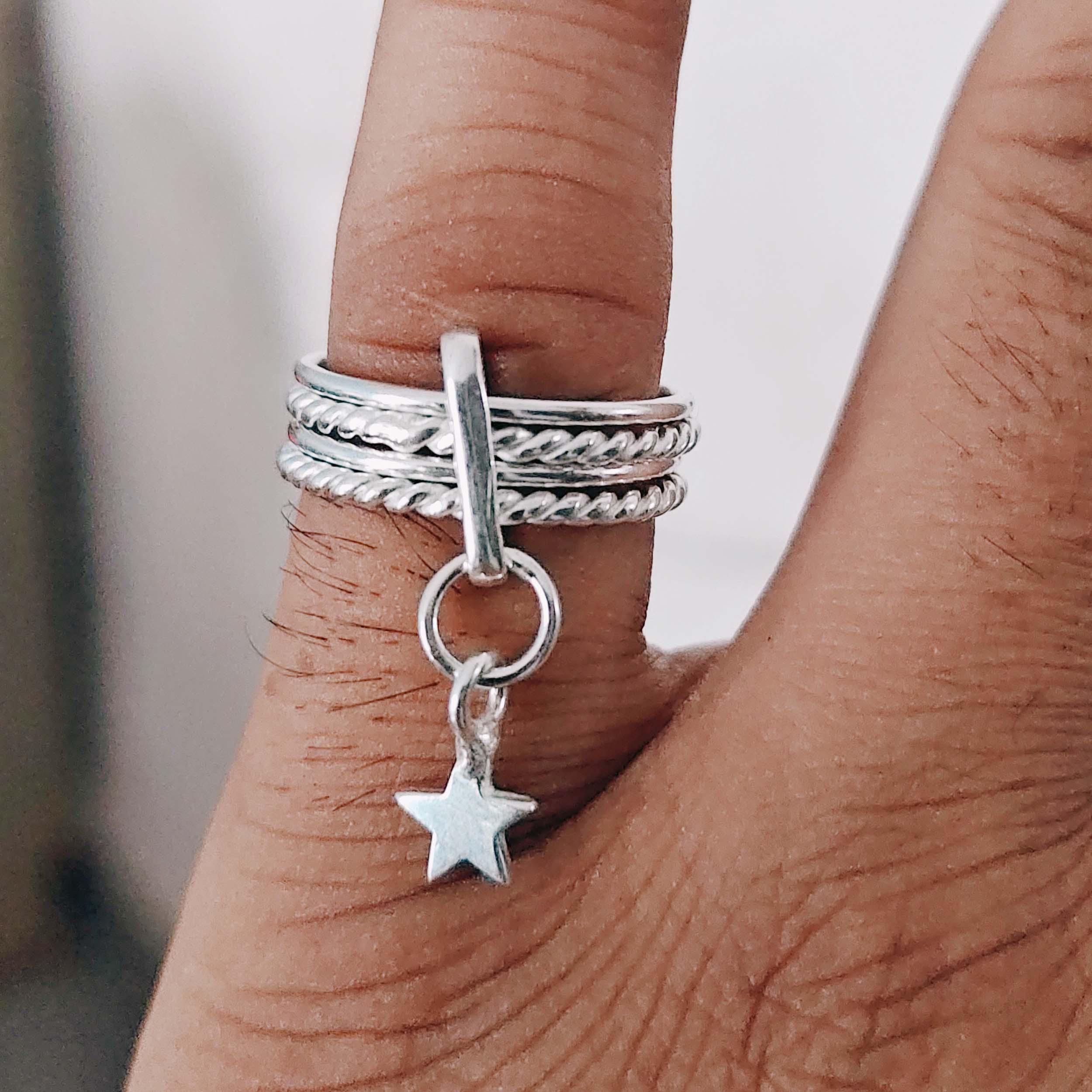 Bague Breloque étoile Potelée - Argent Sterling - Neuf Avec étiquettes - Bijou Délicat