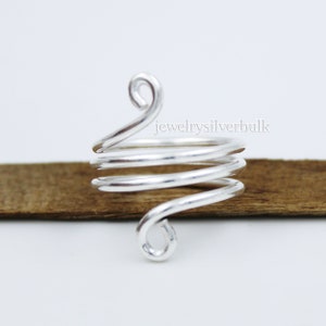 Handmade 925 Sterling Silver Spiral Ring: Adjustable Wire Wrap