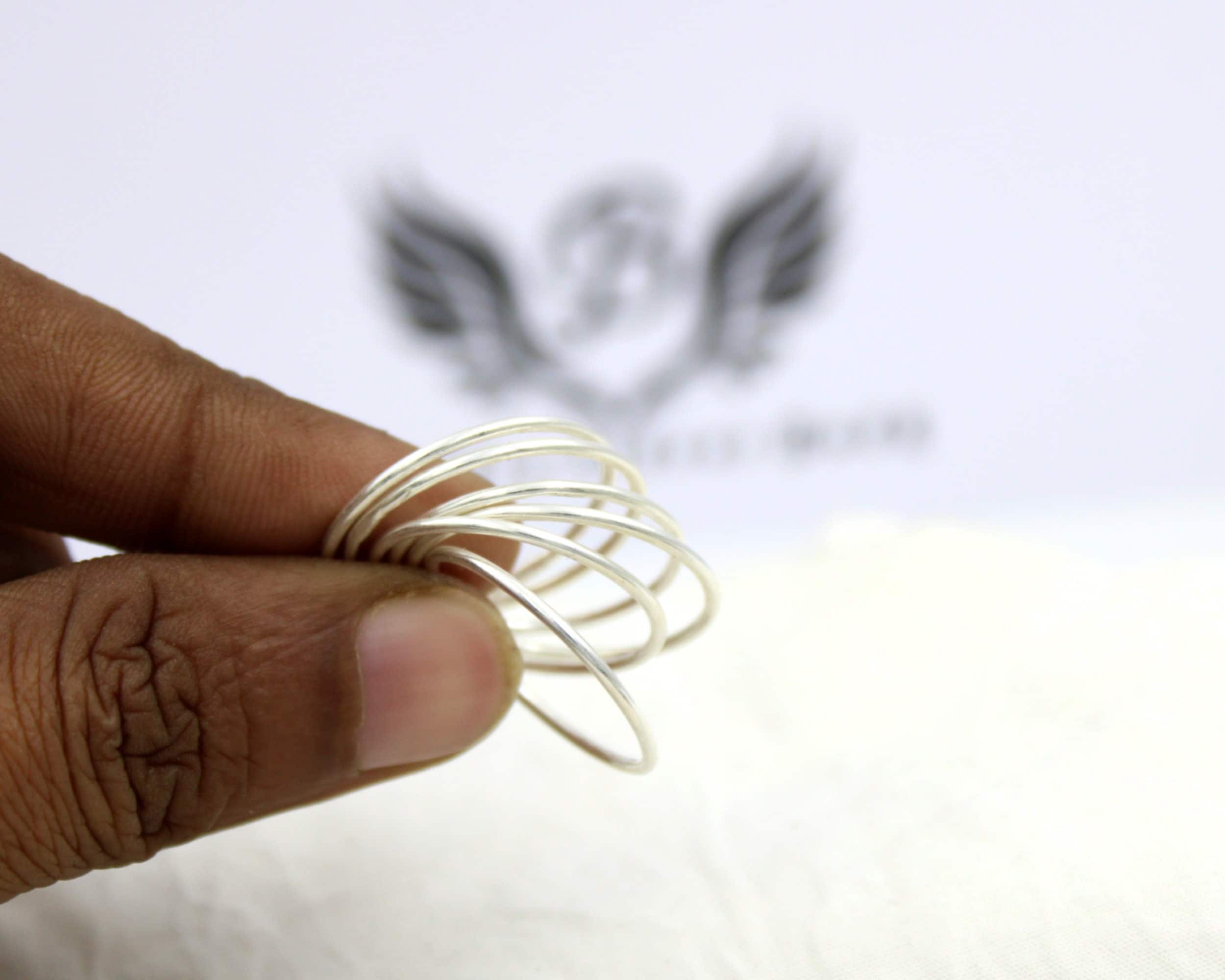 Set Of 6 Thin Ring, 925 Sterling Silver, Stackable Ring, Silver Band Ring, Silver Wire Ring, Silver Stacking Ring, Statement Ring, Handmade