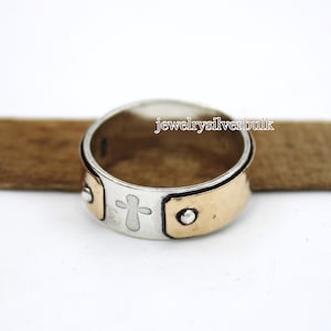 Catholic Ring, Cross Ring, 925 Sterling Silver Ring, Silver Cross Mens Ring, Templar Cross Ring, Copper Ring, Men&#39;s Ring, Handmade Ring