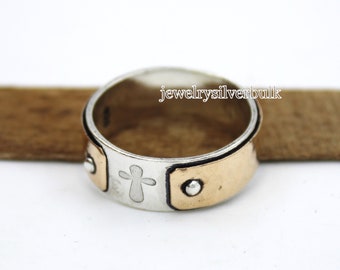Catholic Ring, Cross Ring, 925 Sterling Silver Ring, Silver Cross Mens Ring, Templar Cross Ring, Copper Ring, Men's Ring, Handmade Ring