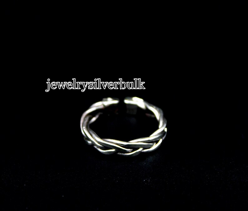 Solid 925 Sterling Silver Ring, Rope Ring, Silver Ring, Adjustable Ring, Silver Band Ring, Statement Ring, Handmade Jewelry, Gift For Her image 3