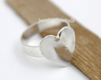 Anello A Fascia Con Cuore In Argento Sterling 925 Fatto A Mano - Italia - Foto 4