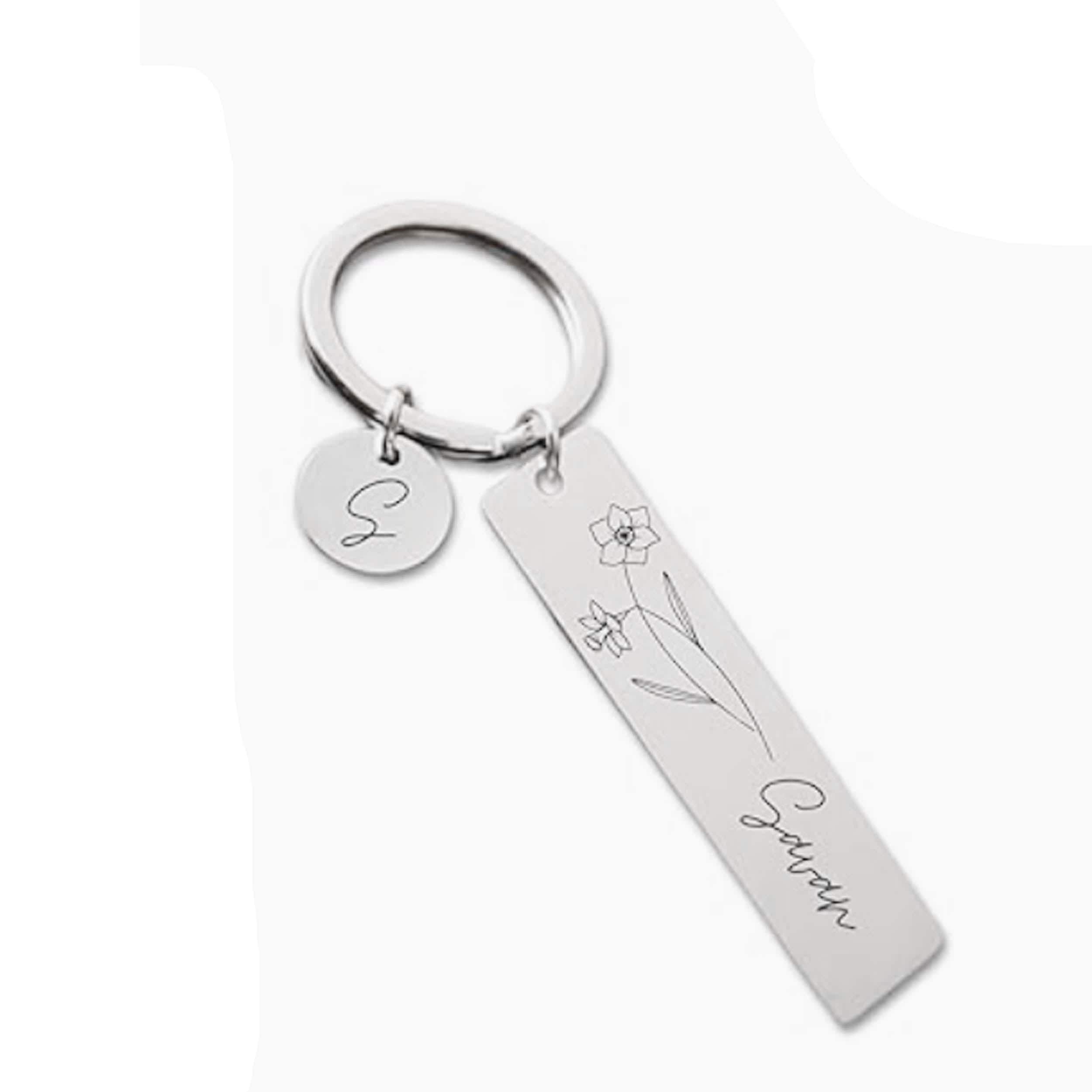 Engraved Sterling Silver Keychain - Etsy