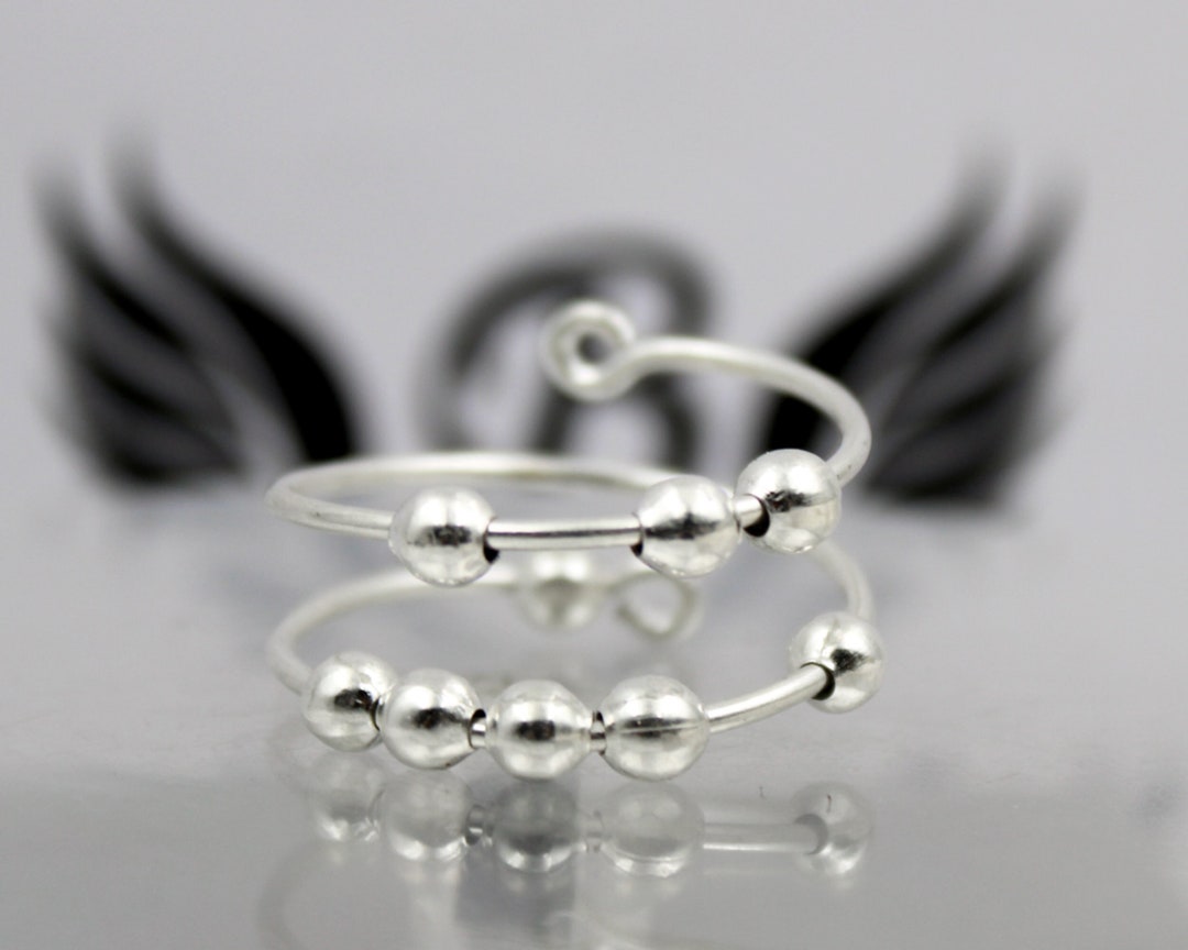 Sterling Silver Fidget Ring: Handmade Dainty Anxiety Beads Ring - Etsy
