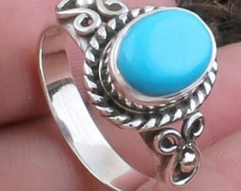 Sleeping Beauty Turquoise Ring, Band Ring 925 Sterling Silver, Silver Design Ring, Statement Ring, Handmade Ring, Wedding Jewelry Woman Ring