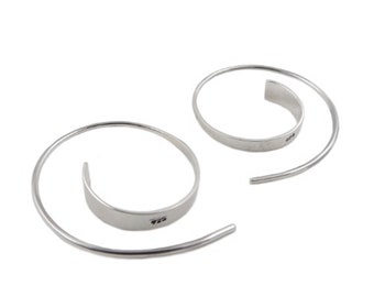 Handmade Large Sterling Silver Spiral Hoop Earrings: Statement Jewelry