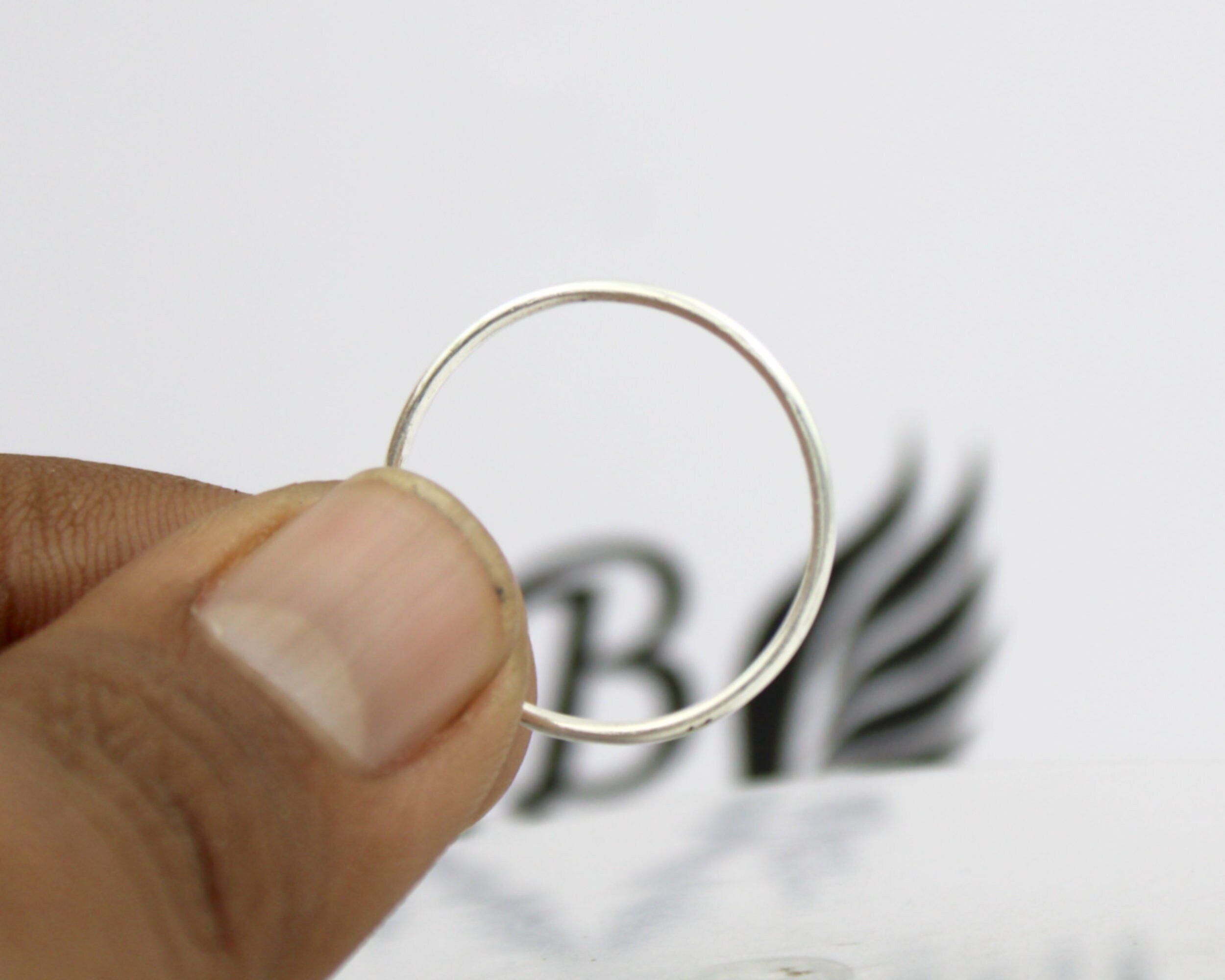 1mm / 18g Smooth Finished Wire Ring, 925 Sterling Silver Ring, Stacking Ring, Silver Ring, Band Ring, Statement Ring, Handmade Ring