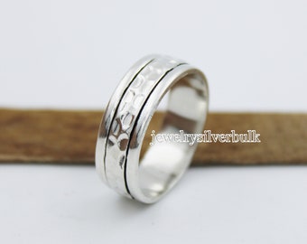 Men's Ring, Solid 925 Sterling Silver Ring, Silver Ring, Man Band Ring, Hammered Ring, Statement Rings, Handmade Rings, Engagement Ring