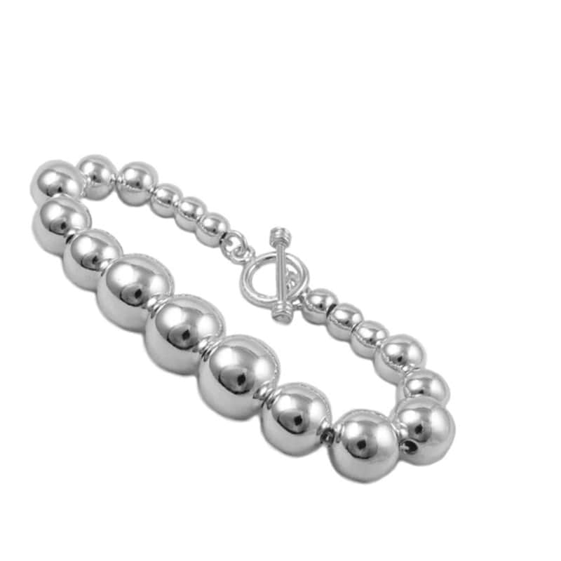 Block & Bead Silver Bracelet