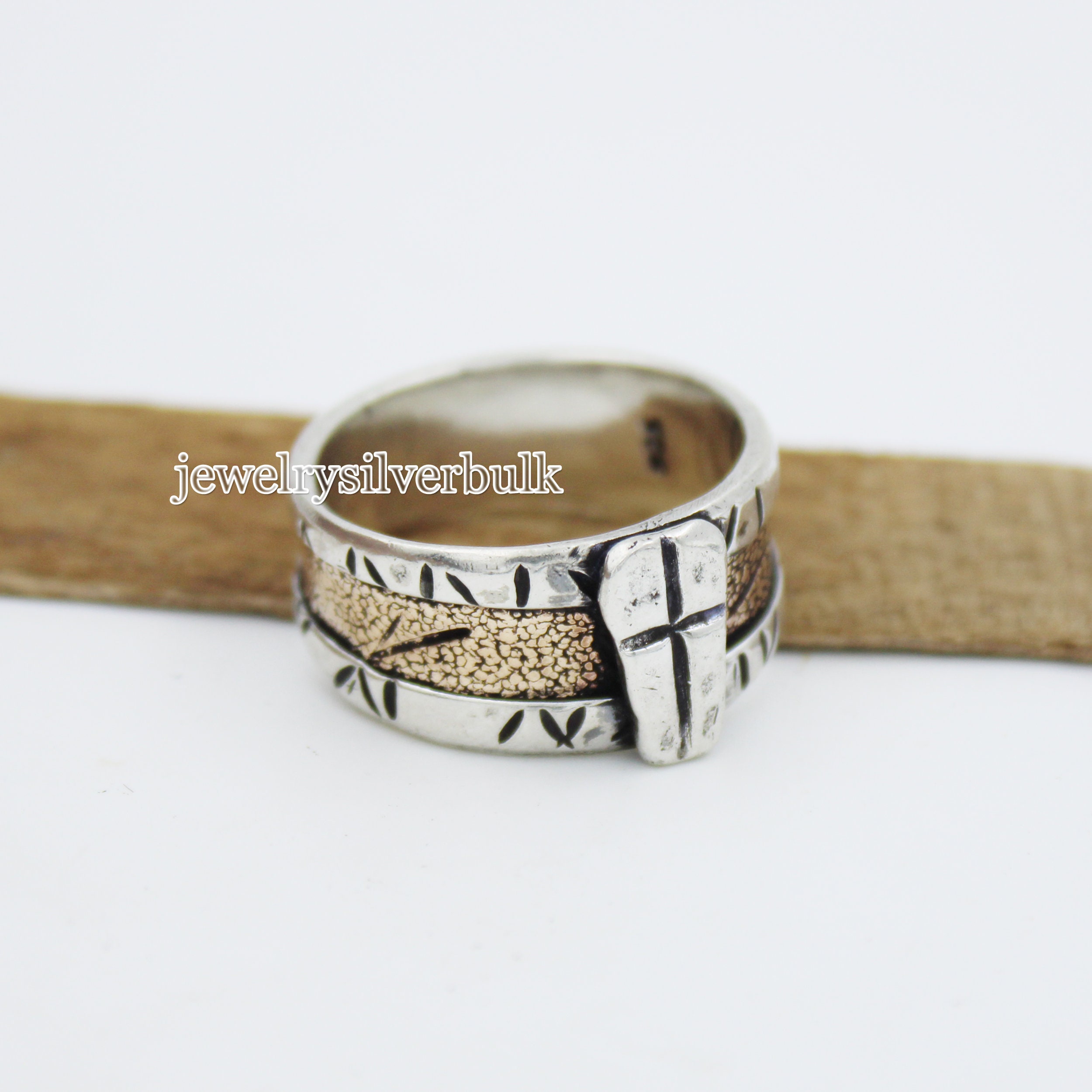 Cross Men's Ring Rustic Men's Ring Solid 925 Etsy