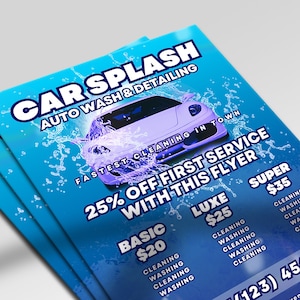 Car Wash Flyer template, Detailing promotional brochure, Canva