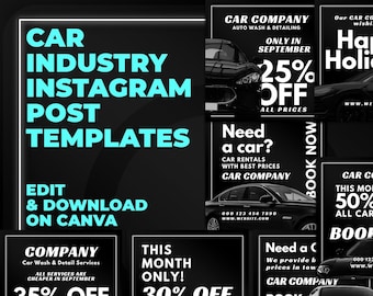 Pacchetto di post Instagram per il settore automobilistico, settore automobilistico, promozione del settore automobilistico, Canva