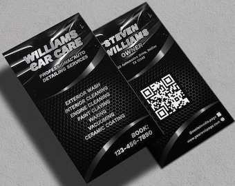 Black Carbon Car Detailing Visitenkarte Vorlage, Automobildesign, Canva