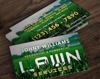 Plantilla de tarjeta de presentación personalizada para cuidado del césped, servicios de jardinería, paisajismo, tarjeta de presentación de jardinería, Canva