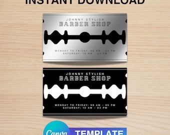 Faux razor blade Barber shop business card template