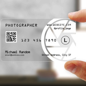 Transparent Photographer Business Card Template