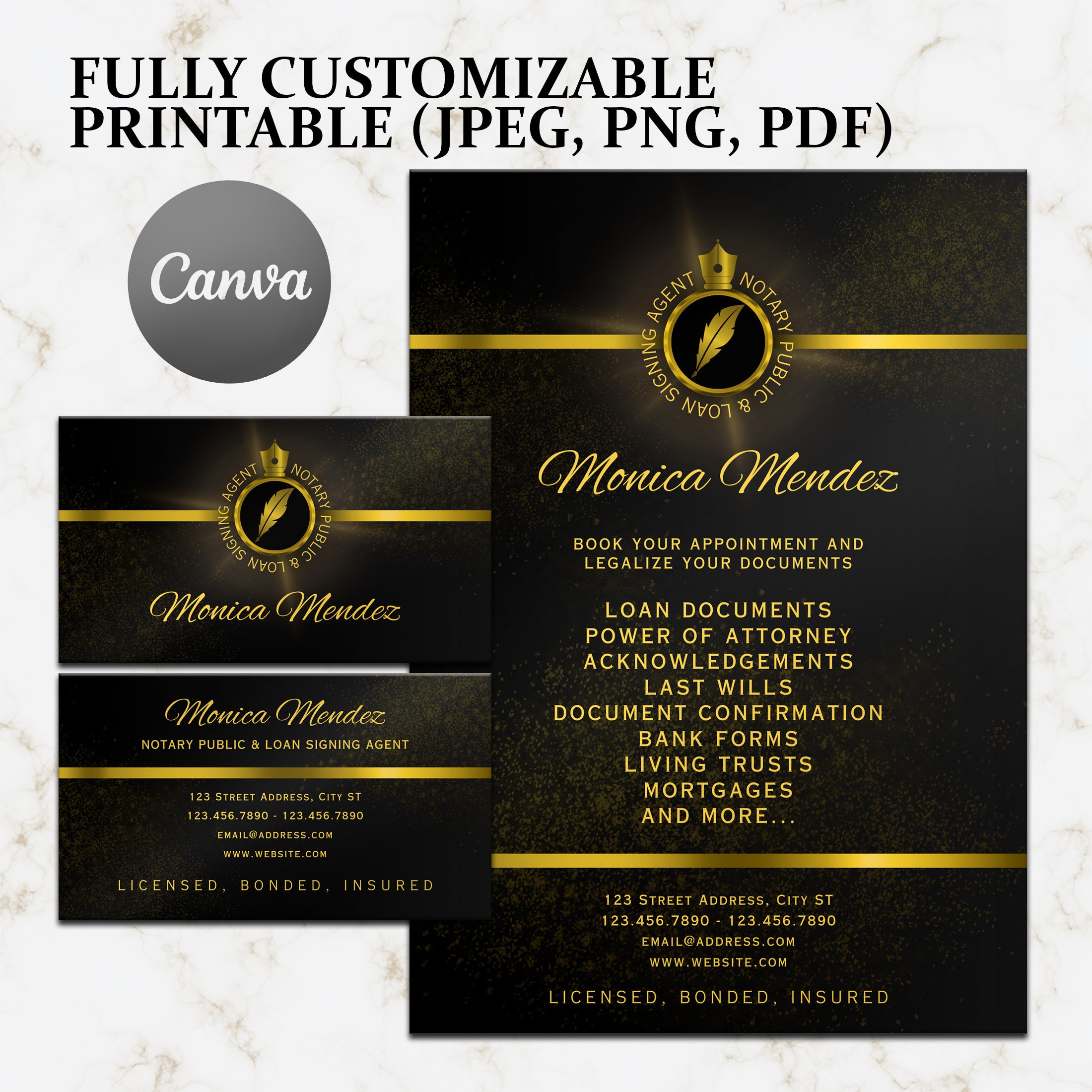 Notary business card and flyer template, Canva