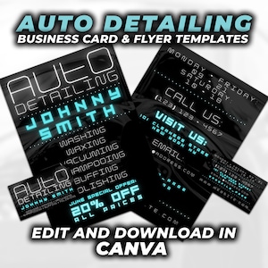 Auto Detailing Visitenkarte & Flyer Vorlage Bundle, Canva
