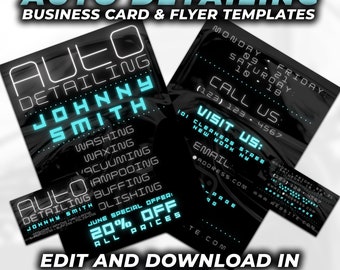 Car Detailing Business Card & Flyer Template Bundle, Canva