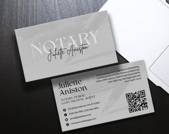 Custom Notary Business Card Template, Notary Public, Loan Signing Agent Professional Design, Canva