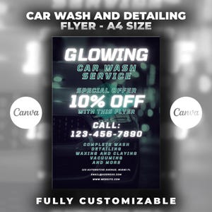 Car Wash and Detailing Flyer Design Template, Canva