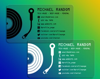 DJ Logo Record Player Cover Premade Business Card PSD file