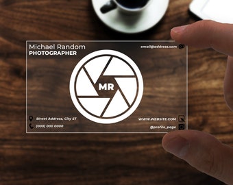Transparent Minimalist Photographer Business Card Template
