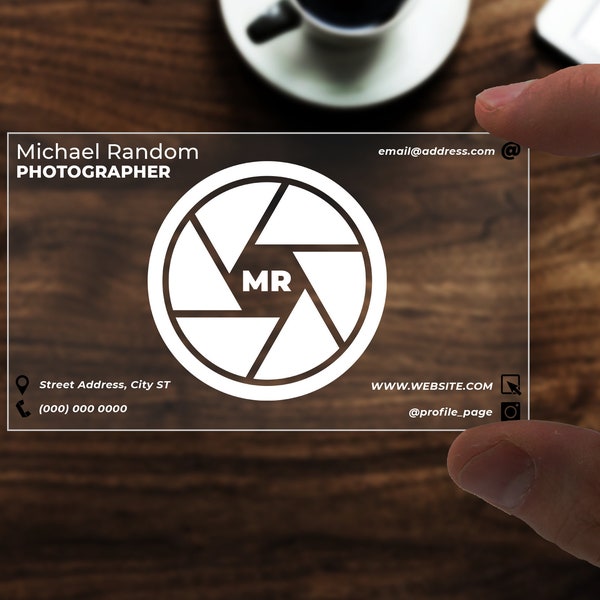 Transparent Minimalist Photographer Business Card Template