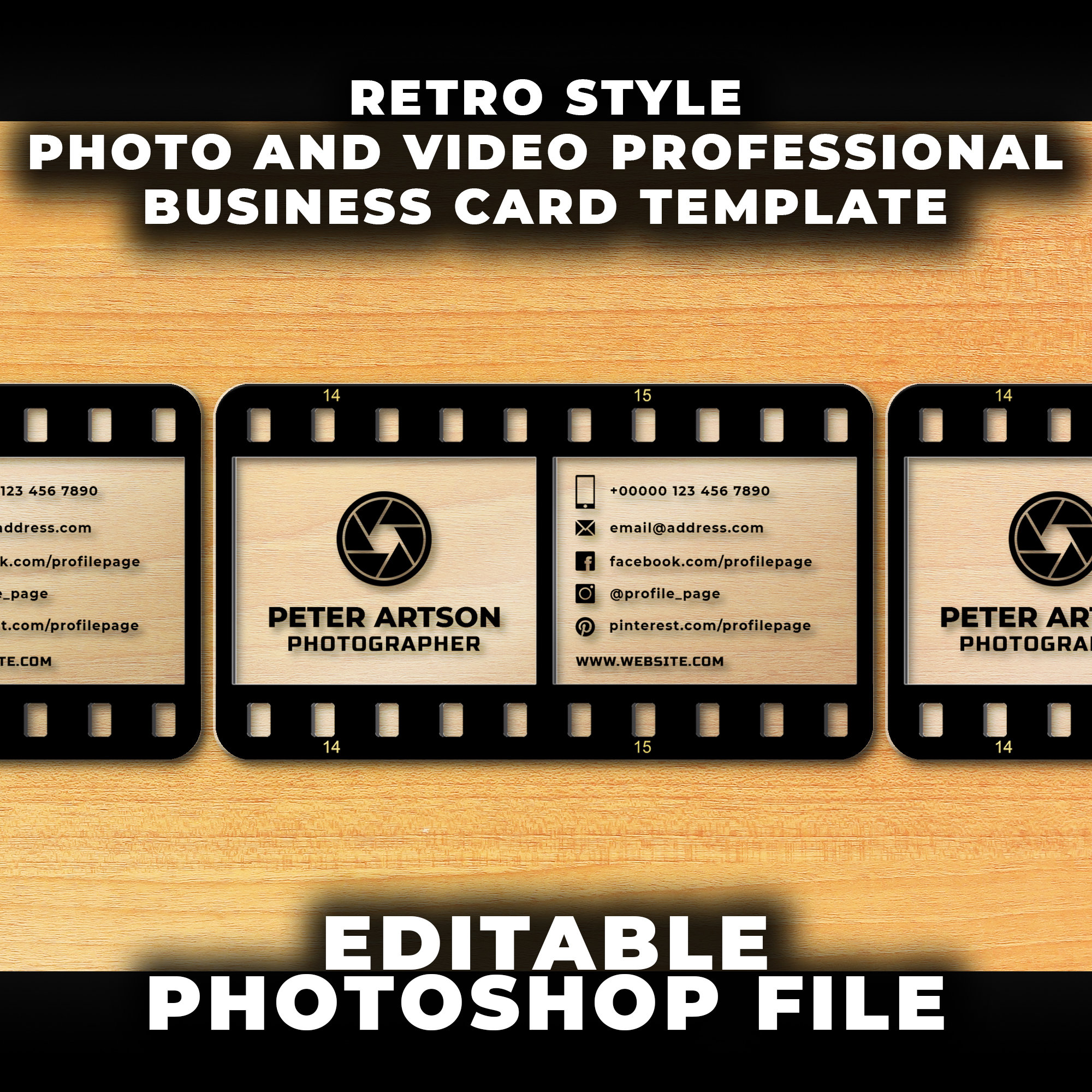 Film Tape Transparent Business Card Design Template PSD File