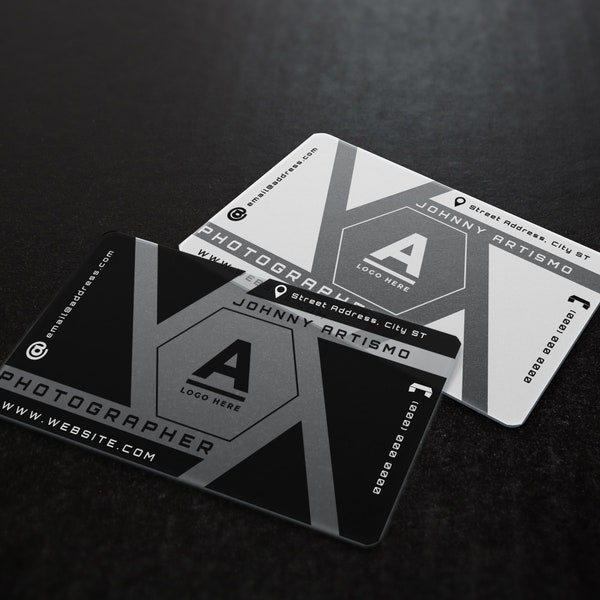 Transparent business card templates for photo and video industry