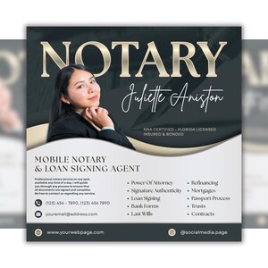 Notary Flyer Template, Mobile Notary Service Custom Leaflet, CANVA