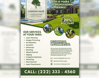 Custom Landscaping Flyer Template Bundle, Lawn Care, Yard Service, Gardening Leaflet, CANVA