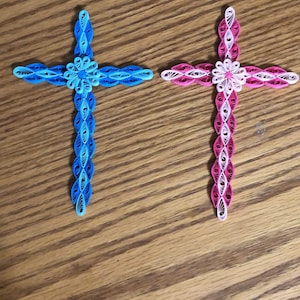 Custom Designed Unframed Crosses in blues and pinks.  (Made to hang in baby nursery with a small nail.  Most often over the door.)