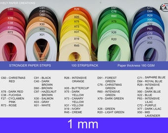 160gsm 1mm Paper Quilling Strips in 34 Colors, Packages of 100 strips.  Listing for individual packages.