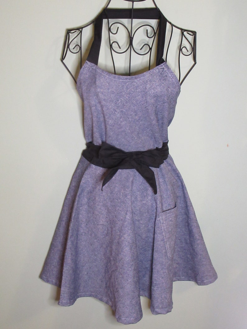 Dark Chambray w Black Accent 34 Circle Skirt Apron