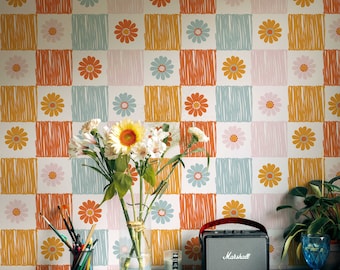 Papel pintado floral autoadhesivo con estilo retro: decoración para habitaciones infantiles.