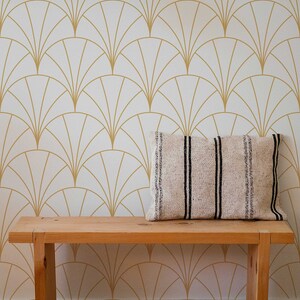 Art Deco selbstklebende Tapete in Gold | Abnehmbarer Wanddekor | Einfache Montage