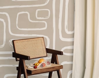 Boho Shapes Wallpaper: Minimalistisk självhäftande tapet